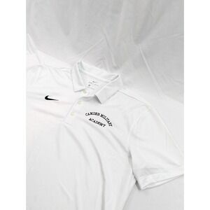 Nike Polo Shirt Mens Large Camden Military Academy White Polo Black Embroidered